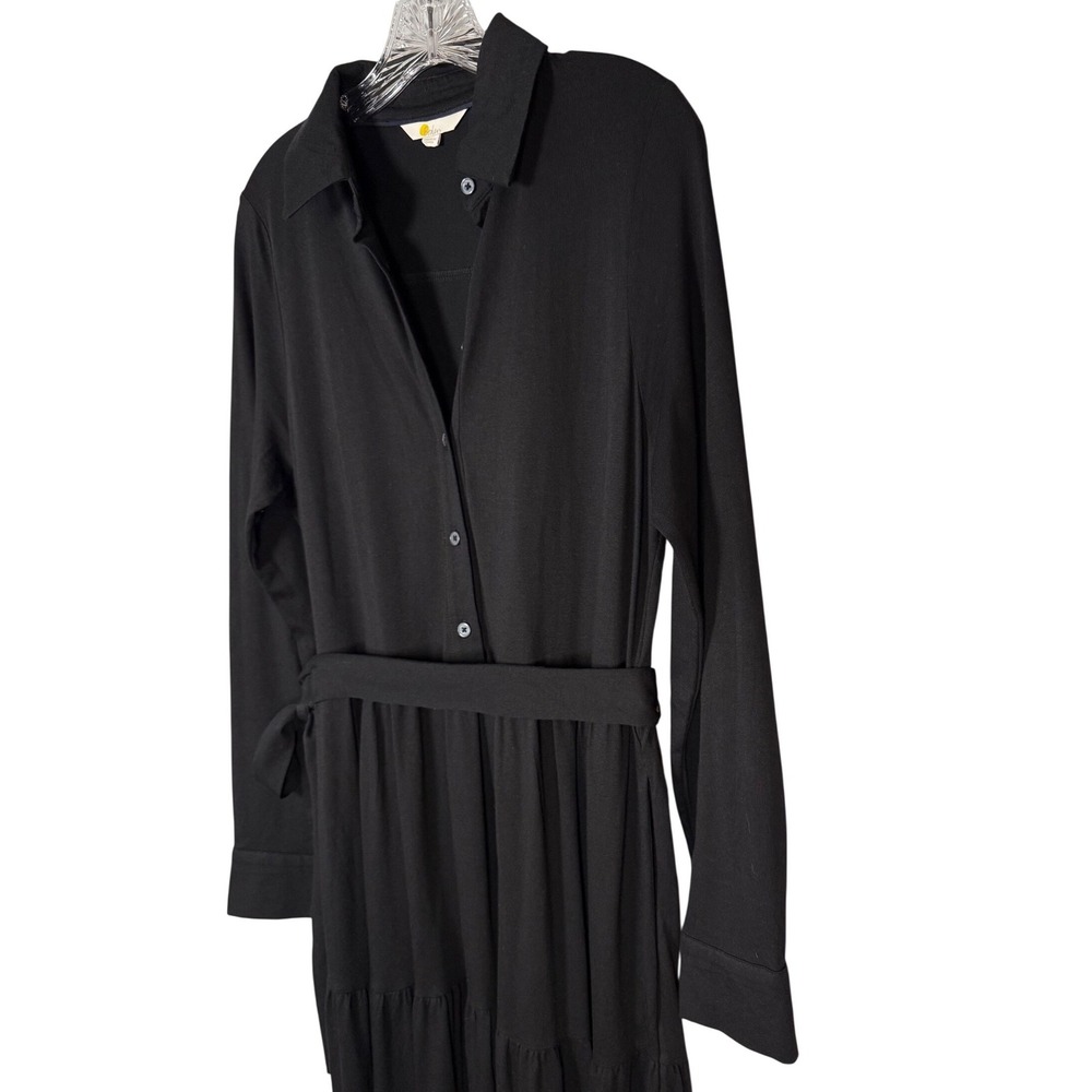 BODEN Tiered Jersey Maxi Shirt Dress, Black Soft Cotton Stretch Size 10R - Picture 5 of 10